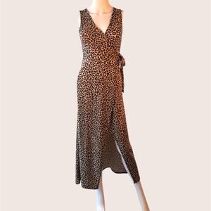 Jessica Simpson Leopard Print Sleeveless Maxi Dress Size Medium